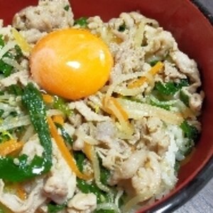 豚小間切れ肉でプルコギ丼